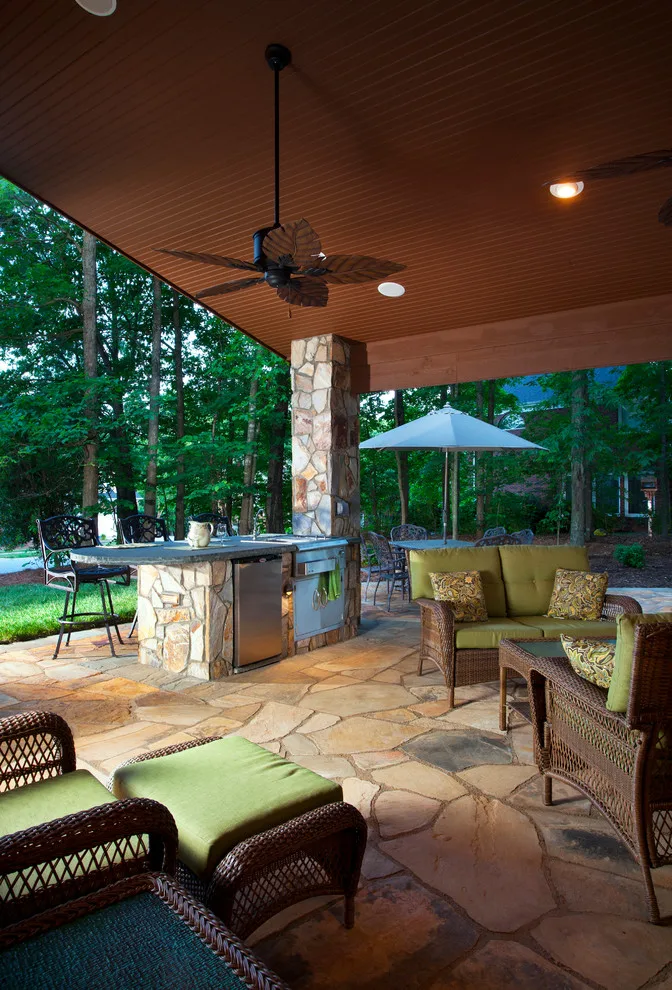 Enclosed Outdoor Living Space with Fireplace by The Stone Man - Photo 8
