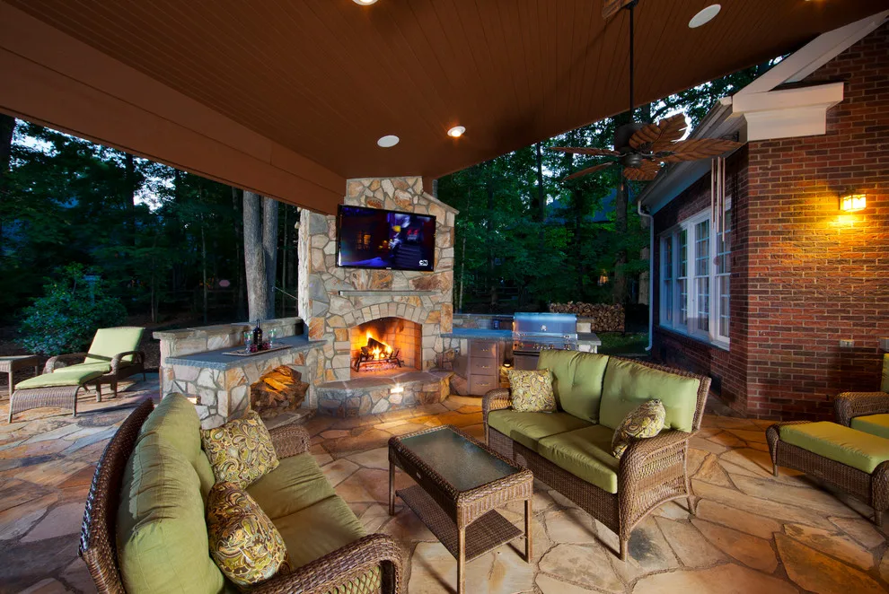 Enclosed Outdoor Living Space with Fireplace by The Stone Man - Photo 5