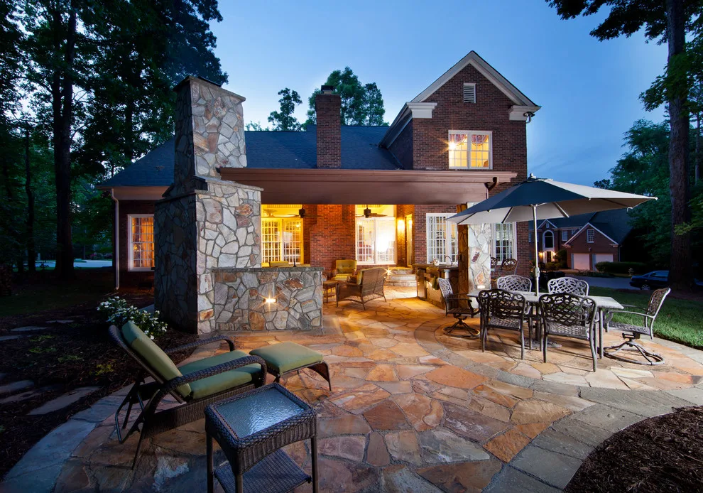 Enclosed Outdoor Living Space with Fireplace by The Stone Man - Photo 6