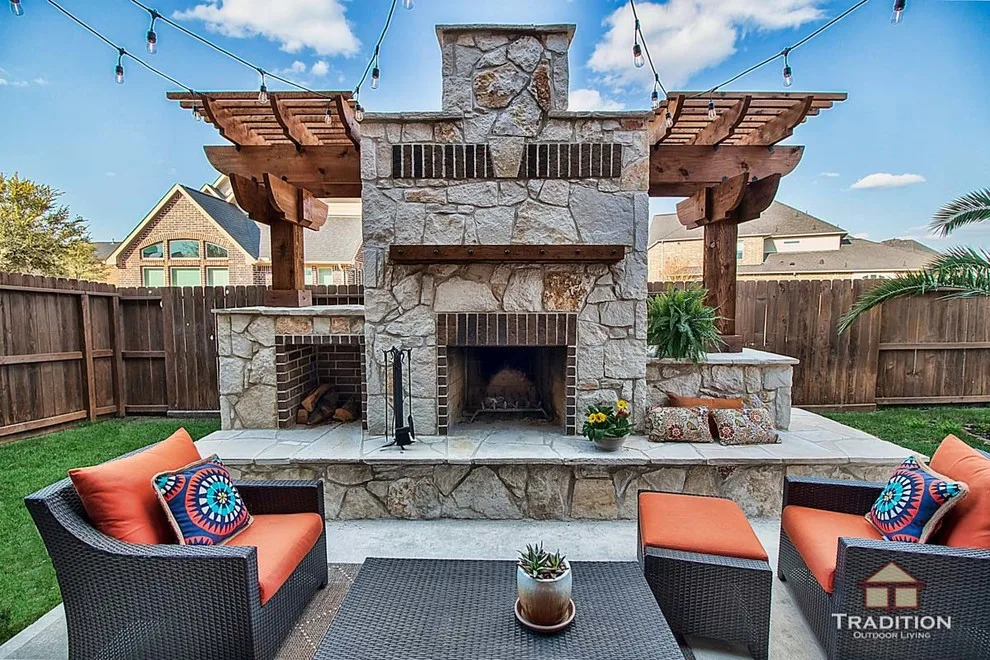 Katy, TX Stone Fireplace Outdoor Kitchen by Tradition Outdoor Living - Photo 13