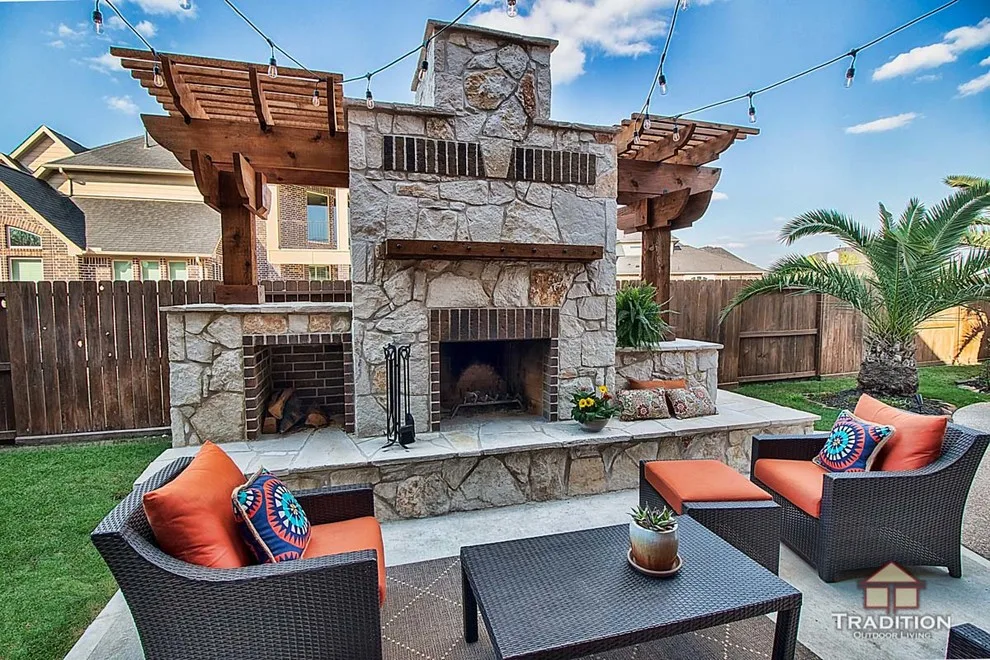 Katy, TX Stone Fireplace Outdoor Kitchen by Tradition Outdoor Living - Photo 11