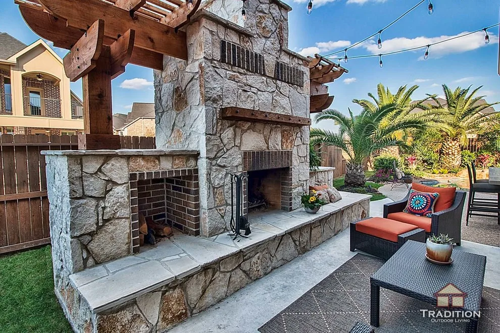 Katy, TX Stone Fireplace Outdoor Kitchen by Tradition Outdoor Living - Photo 4