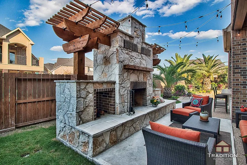 Katy, TX Stone Fireplace Outdoor Kitchen by Tradition Outdoor Living - Photo 9