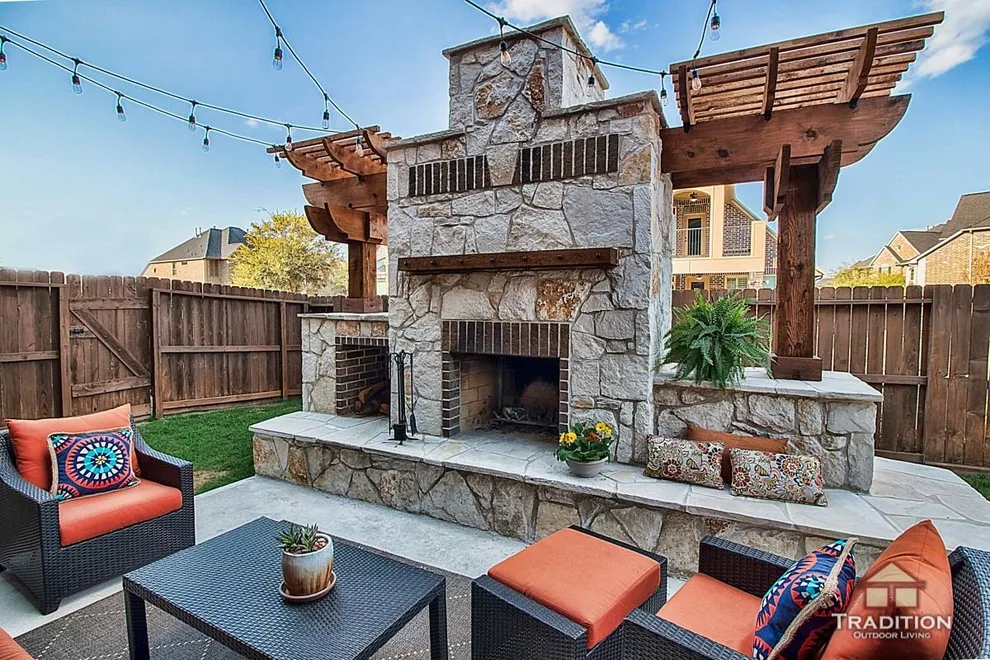 Katy, TX Stone Fireplace Outdoor Kitchen by Tradition Outdoor Living - Photo 15