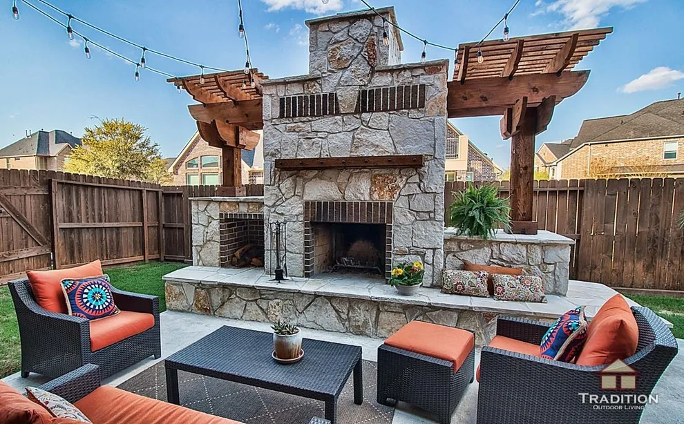 Katy, TX Stone Fireplace Outdoor Kitchen by Tradition Outdoor Living - Photo 6