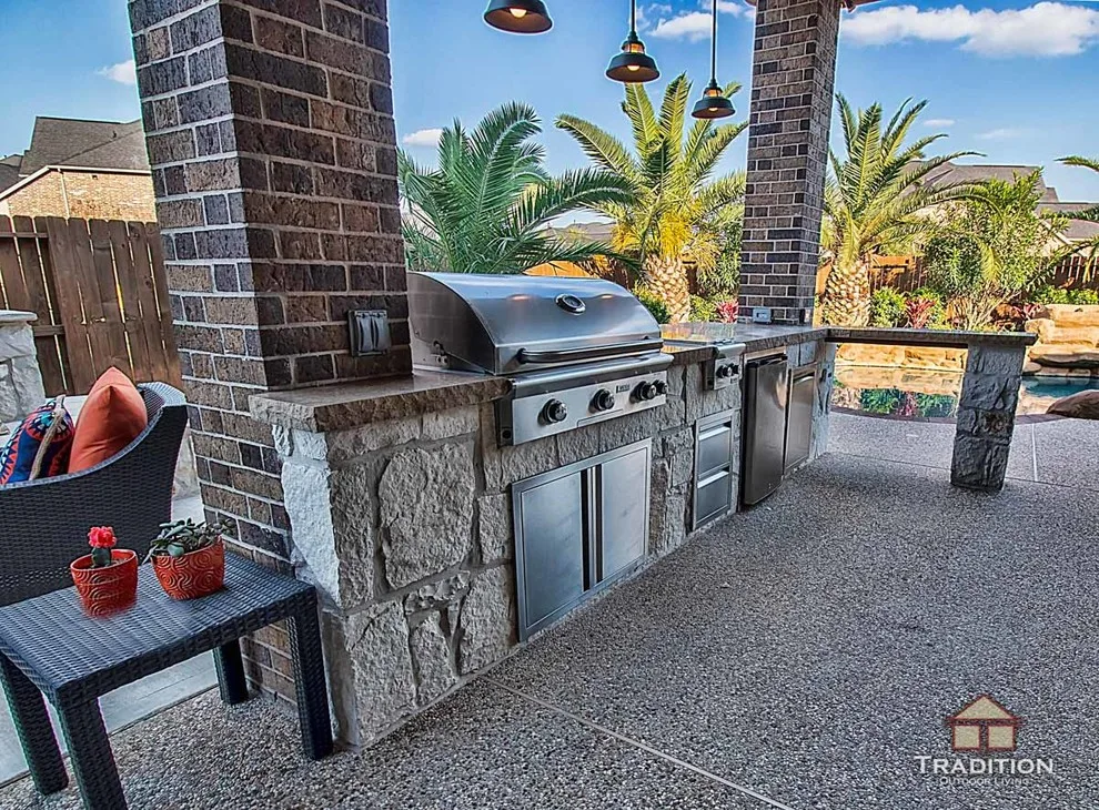 Katy, TX Stone Fireplace Outdoor Kitchen by Tradition Outdoor Living - Photo 2