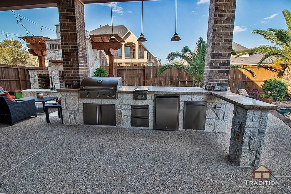 Katy, TX Stone Fireplace Outdoor Kitchen by Tradition Outdoor Living - Photo 5