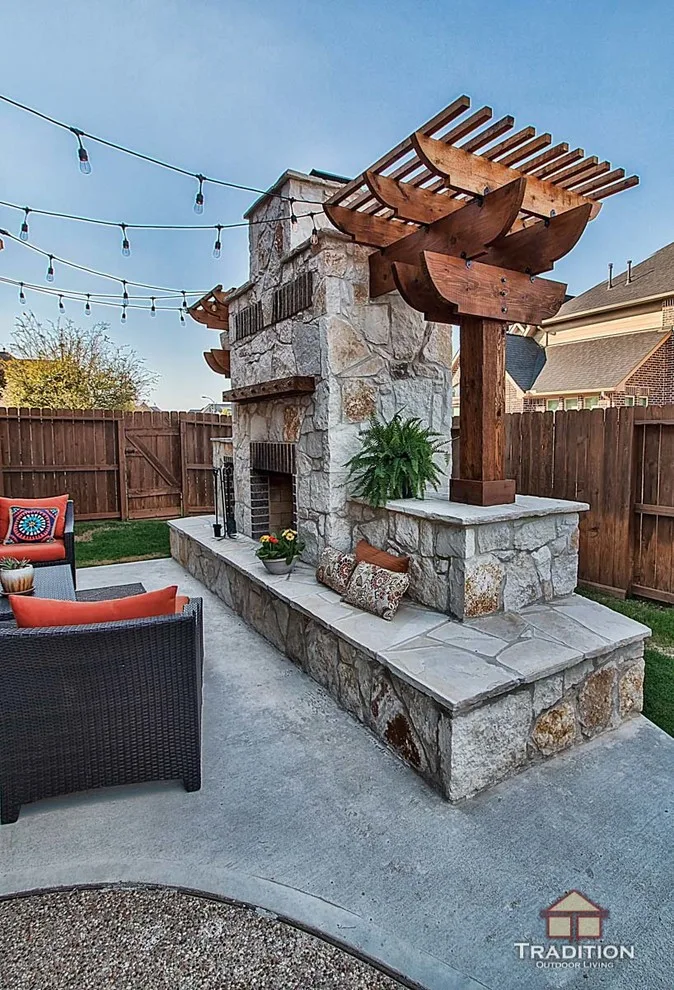 Katy, TX Stone Fireplace Outdoor Kitchen by Tradition Outdoor Living - Photo 10