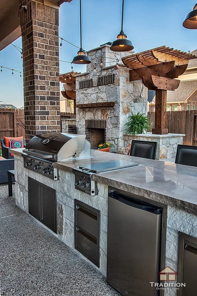 Katy, TX Stone Fireplace Outdoor Kitchen by Tradition Outdoor Living - Photo 12