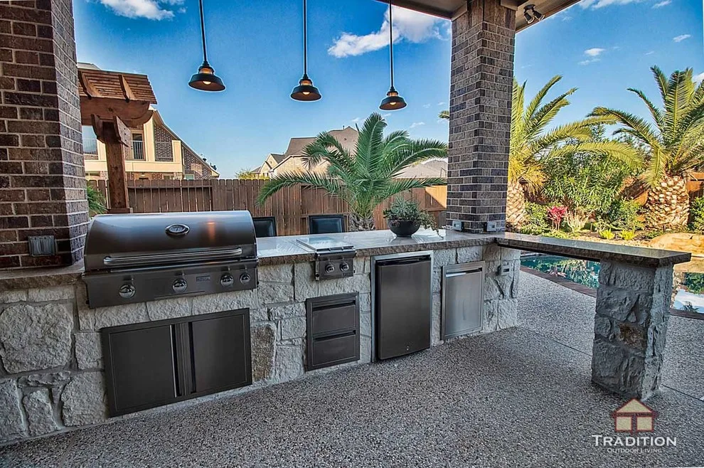Katy, TX Stone Fireplace Outdoor Kitchen by Tradition Outdoor Living - Photo 16