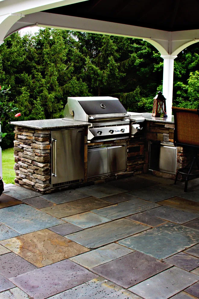 Outdoor Kitchen Pavilion with Bluestone Patio by Country Lane Gazebos - Photo 5