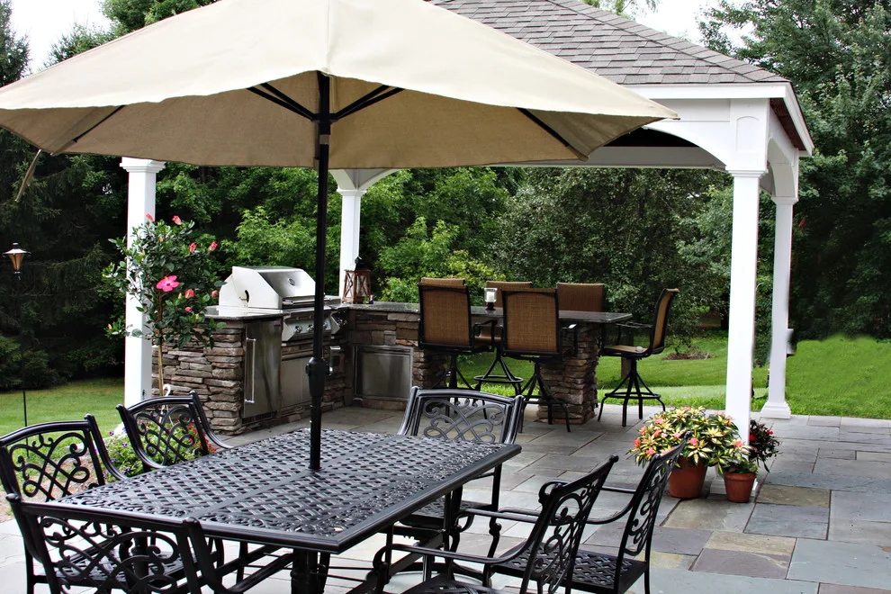 Outdoor Kitchen Pavilion with Bluestone Patio by Country Lane Gazebos - Photo 4