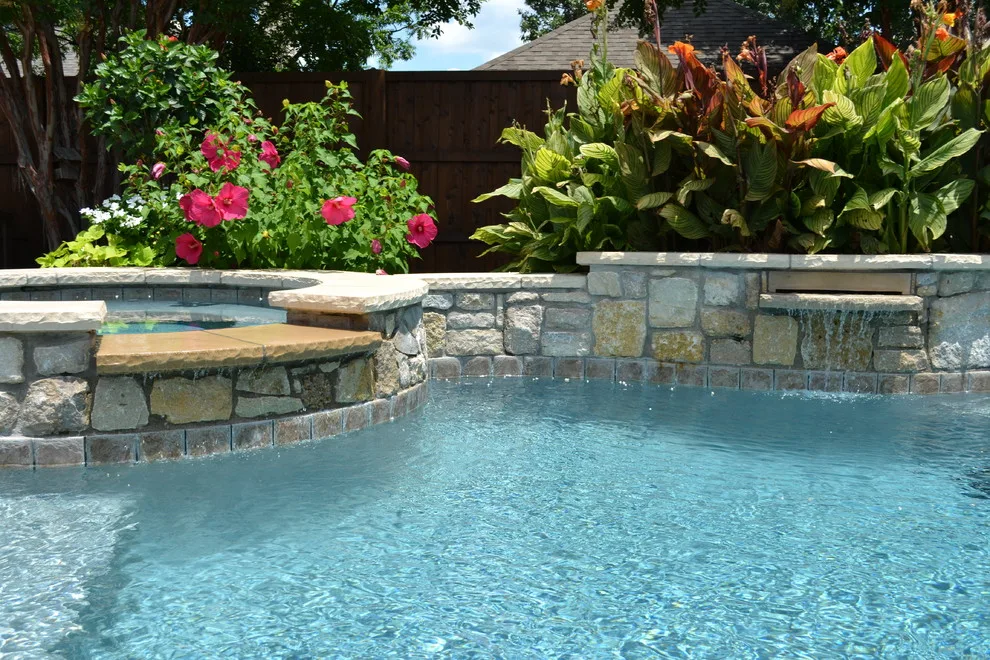 Plano Pool and Spa with Fire Pit and Attached Roof by Ortus Exteriors - Photo 2
