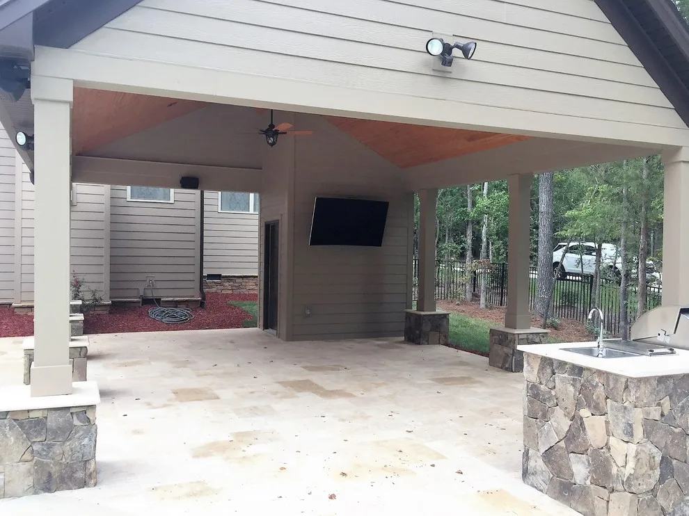 Cabana by the Pool and Travertine Deck by Premier Stone Outdoor Living - Photo 7