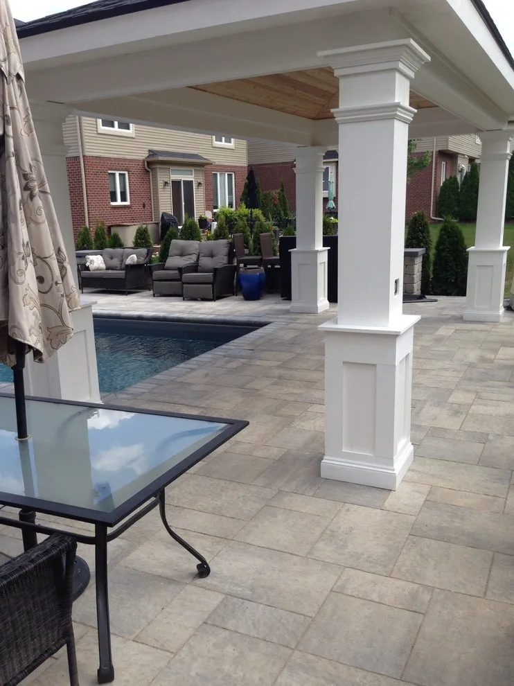 Pavilion with Square Columns and Roof by the Poolside by Miles Bradley Building And Remodeling - Photo 2