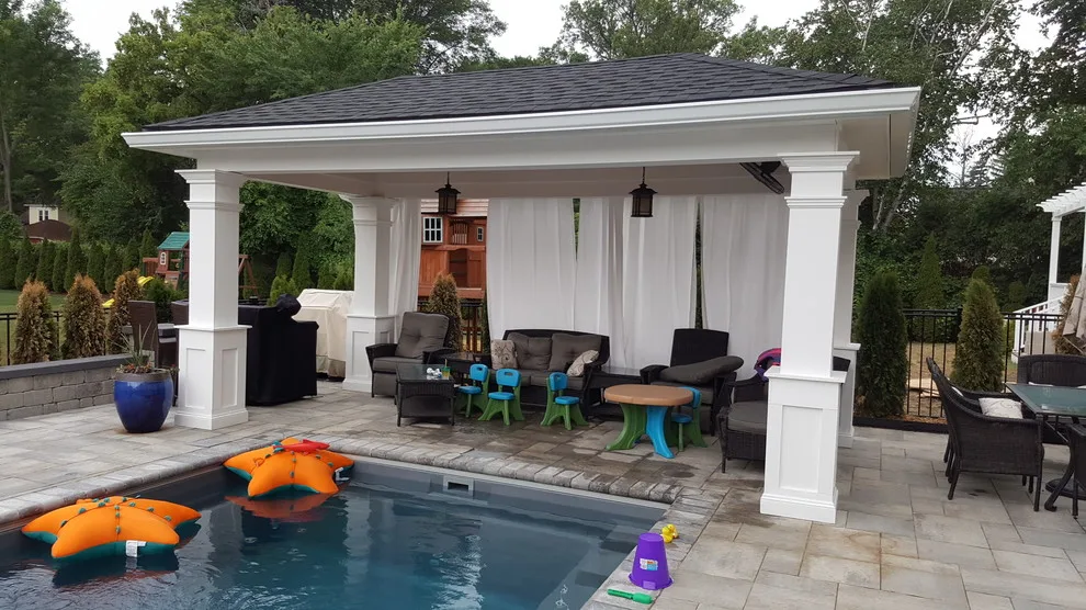 Pavilion with Square Columns and Roof by the Poolside by Miles Bradley Building And Remodeling - Photo 5