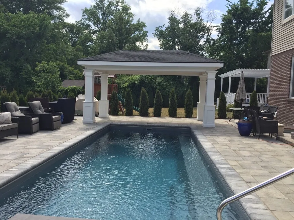 Pavilion with Square Columns and Roof by the Poolside by Miles Bradley Building And Remodeling - Photo 3