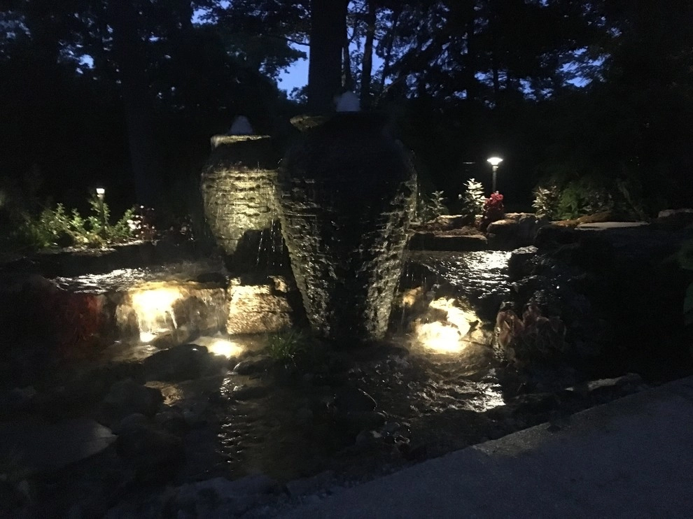 Water Feature with 2 Stacked Slated Urns - Grand Rapids, MI by Platinum Ponds & Landscaping - Photo 5