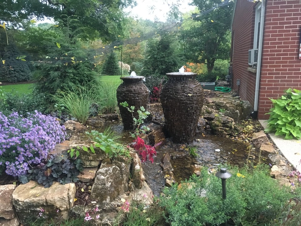 Water Feature with 2 Stacked Slated Urns - Grand Rapids, MI by Platinum Ponds & Landscaping - Photo 6