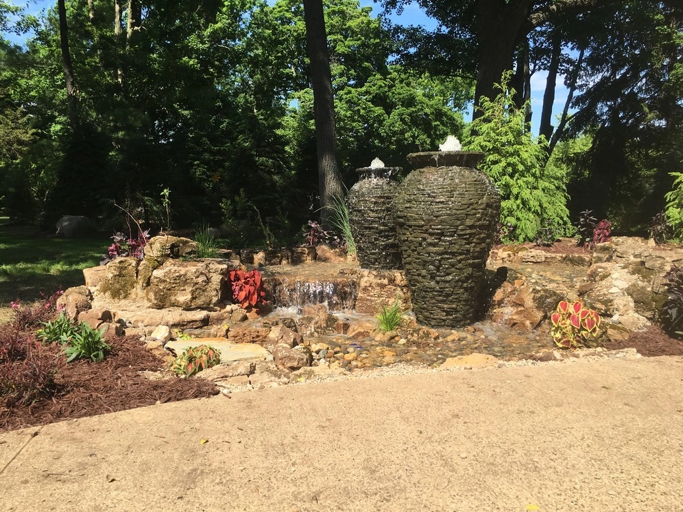 Water Feature with 2 Stacked Slated Urns - Grand Rapids, MI by Platinum Ponds & Landscaping - Photo 3