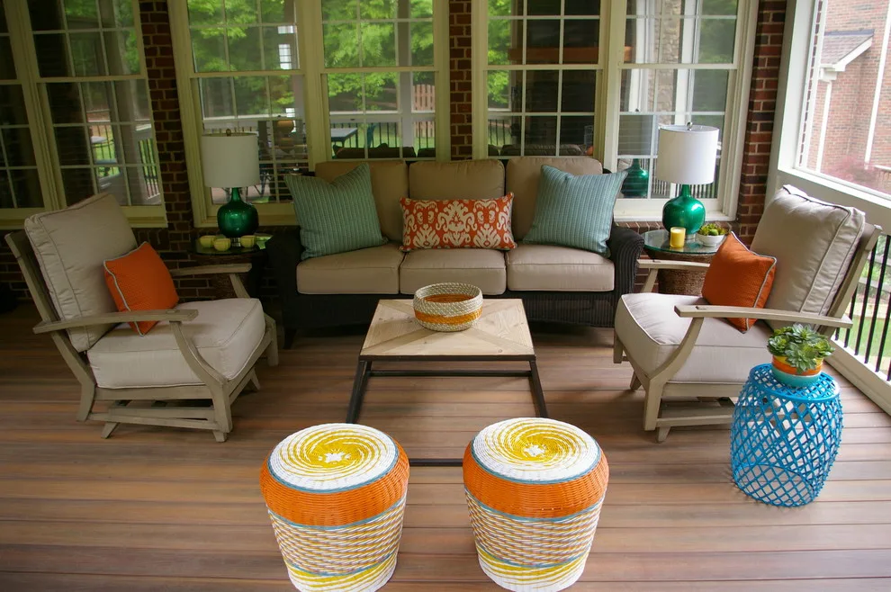 Stone Fireplace Screen Porch by Deckscapes Inc - Photo 5