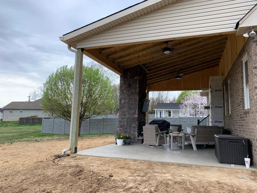 Patio with Fireplace and Shed Roof by Epoch Construction LLC - Photo 4