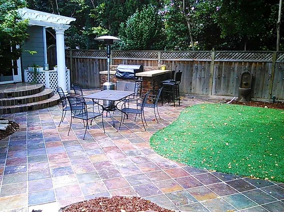 Willow Glen Slate Patio Featuring a Ledge Stone BBQ and Bar by Diamond K Woodworks LLC - Photo 3