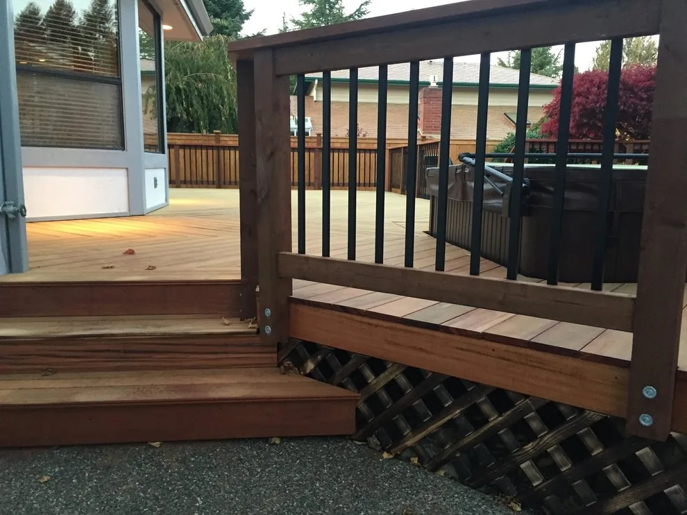 Tigerwood Deck Featuring an In-Ground Spa by Tight Knot Design Build LLC - Photo 7