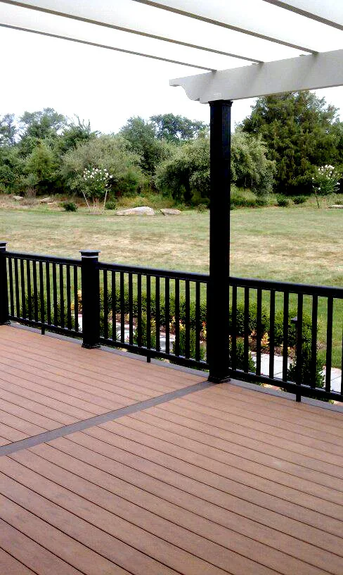 Wooden Tech Deck with Intex Pergola and Bluestone Patio by Miles Deck Construction - Photo 7