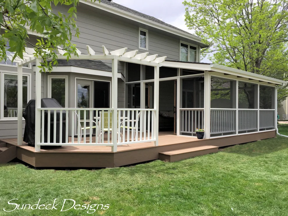 Timbertech deck featuring a screened room and arbor by Sundeck Designs LLC - Photo 2