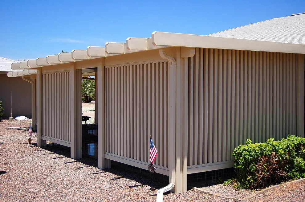 Distinctive Patio Shade Canopy and Partial Enclosure by Booth Built Patio Products - Photo 3