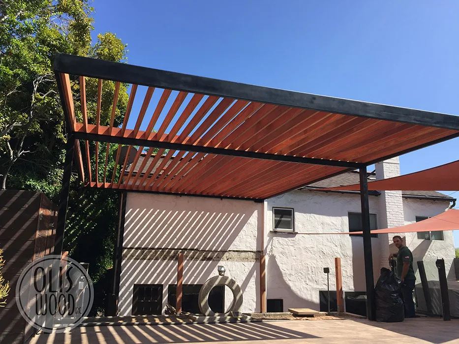 Custom Metal Framed Wood Pergola by Olis Wood Inc. - Photo 8
