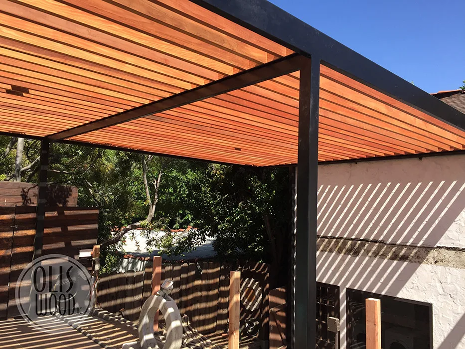 Custom Metal Framed Wood Pergola by Olis Wood Inc. - Photo 15