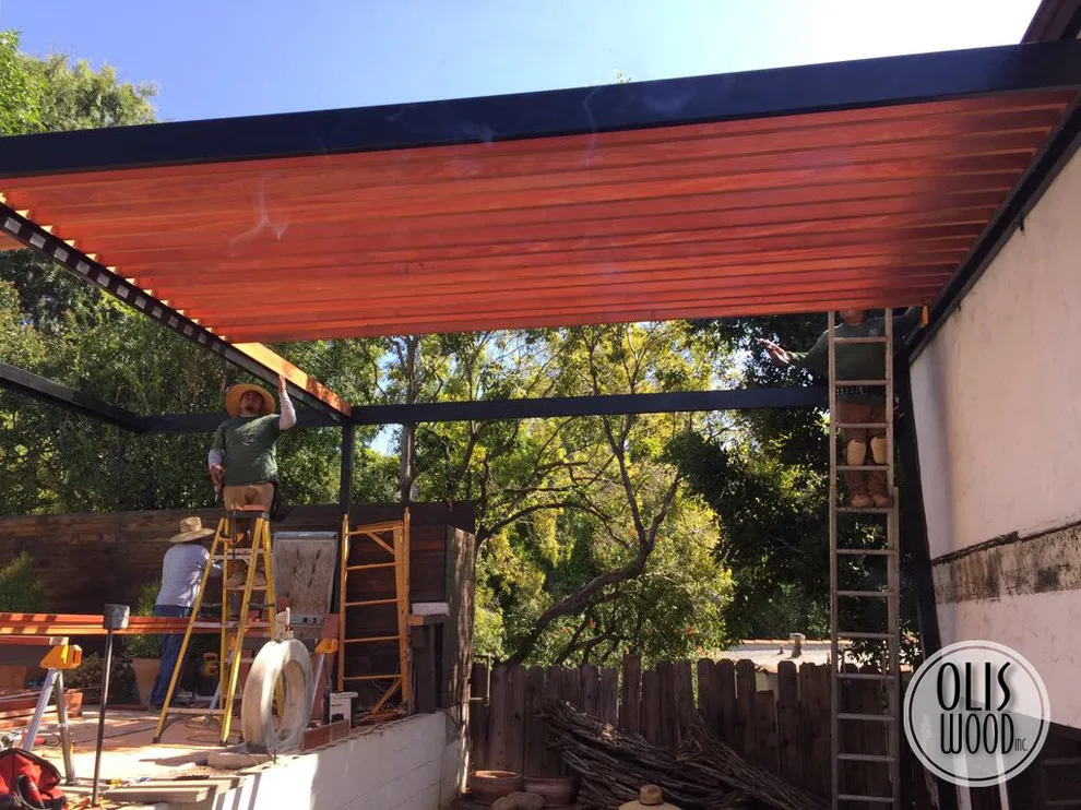 Custom Metal Framed Wood Pergola by Olis Wood Inc. - Photo 13