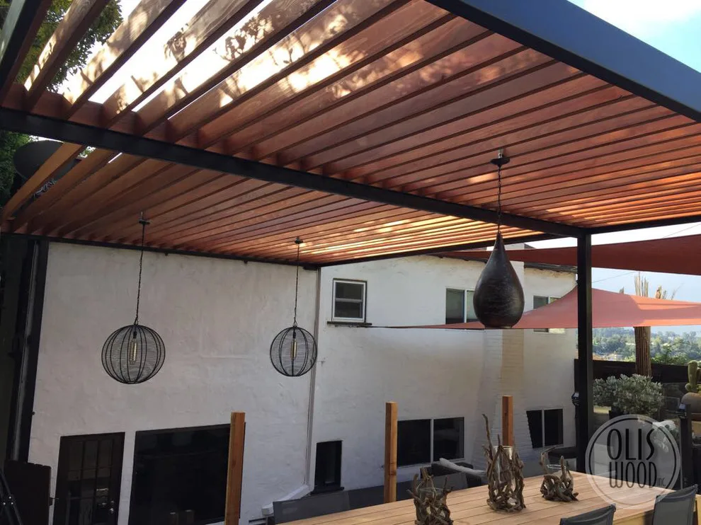Custom Metal Framed Wood Pergola by Olis Wood Inc. - Photo 9