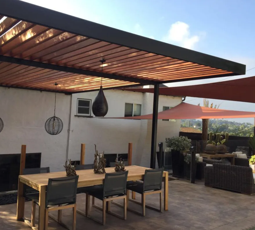 Custom Metal Framed Wood Pergola by Olis Wood Inc. - Photo 10