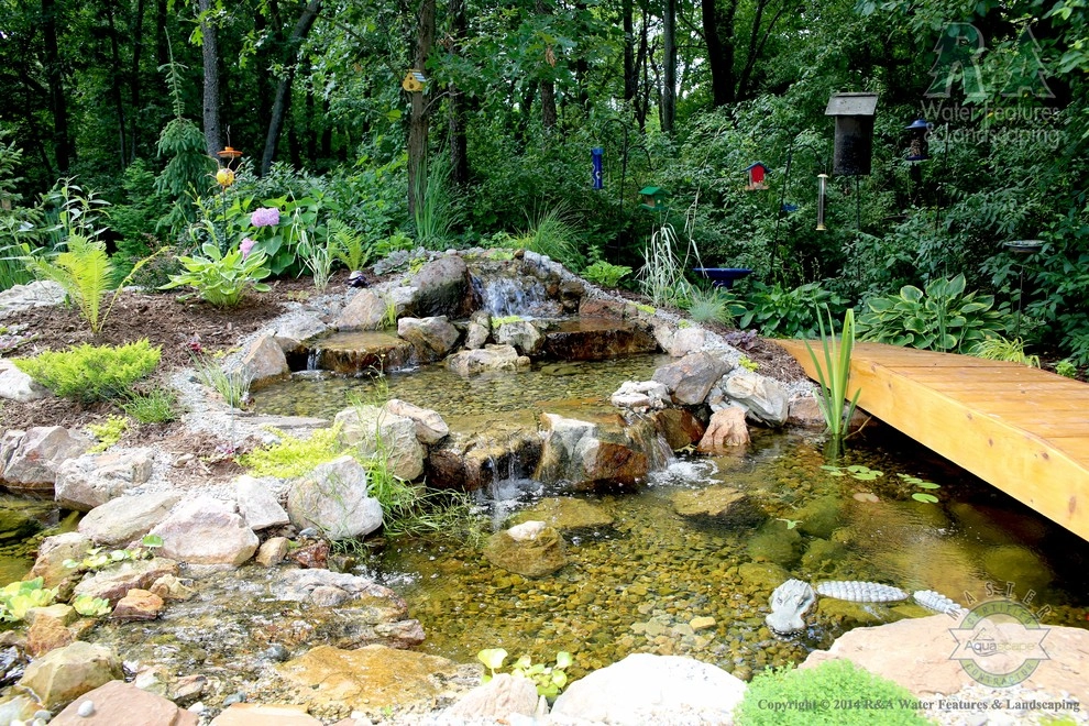 Kalamazoo Water Feature - Backyard Ponds with Bridge by R&A Landscaping - Photo 9