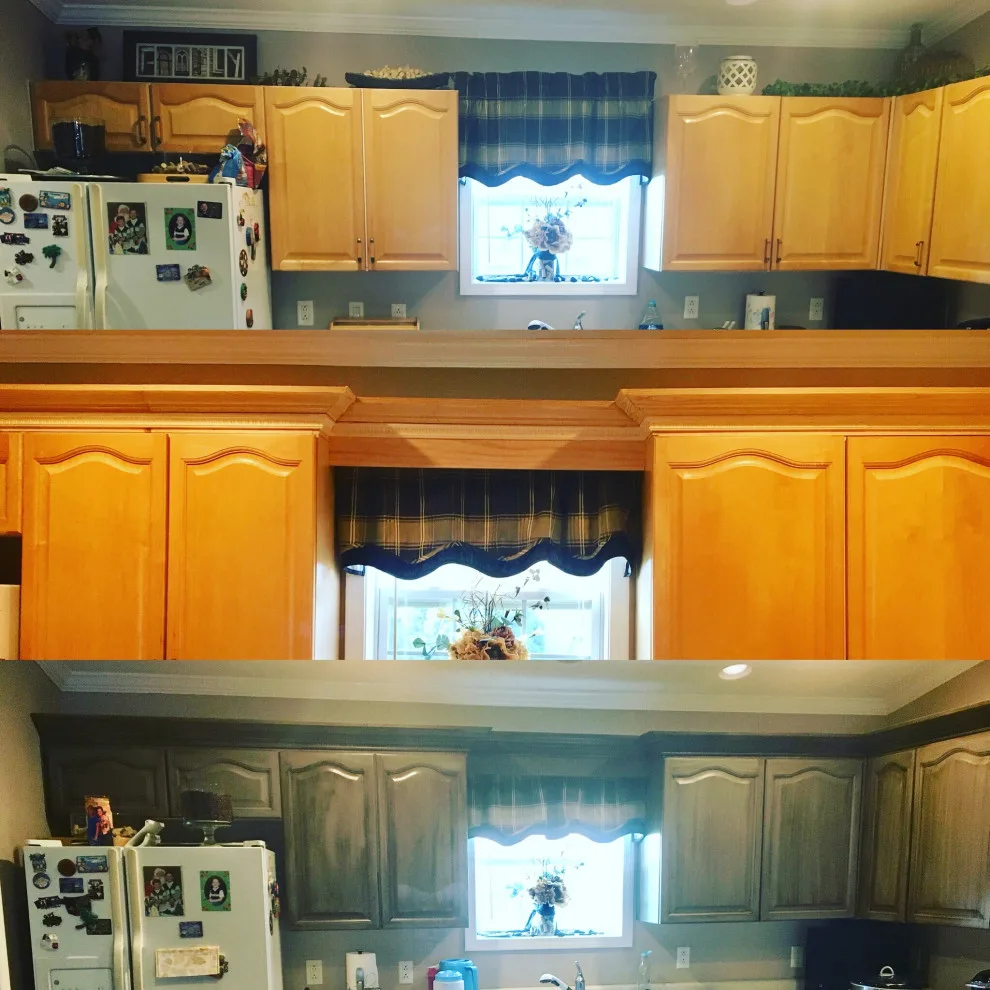 Crown Molding Installation and Kitchen Cabinet Distressing by Kiger Custom Creations - Photo 6