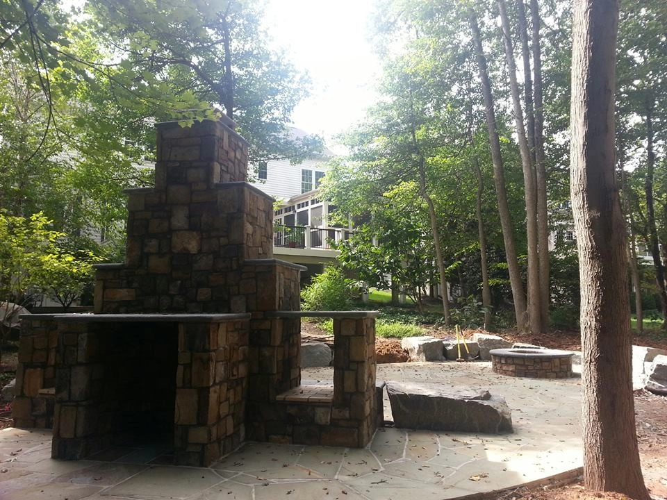 Patio, fireplace, gas fire pit, & walkway by Rock Water Farm - Photo 3
