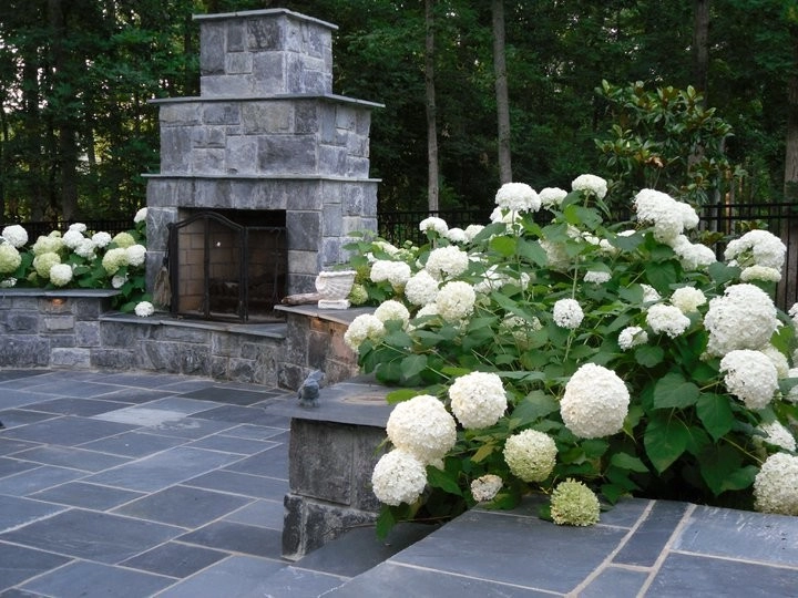 Lighted slate patio with fireplace - Ashburn, VA by Rock Water Farm - Photo 3