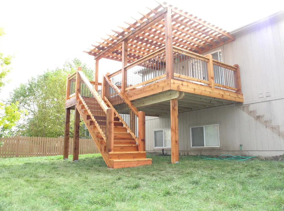 Cedar deck with pergola featuring arch knotty design by The Deck Pro - Photo 10