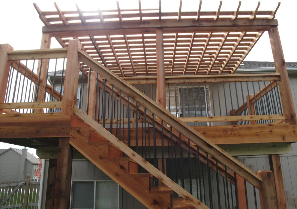 Cedar deck with pergola featuring arch knotty design by The Deck Pro - Photo 8