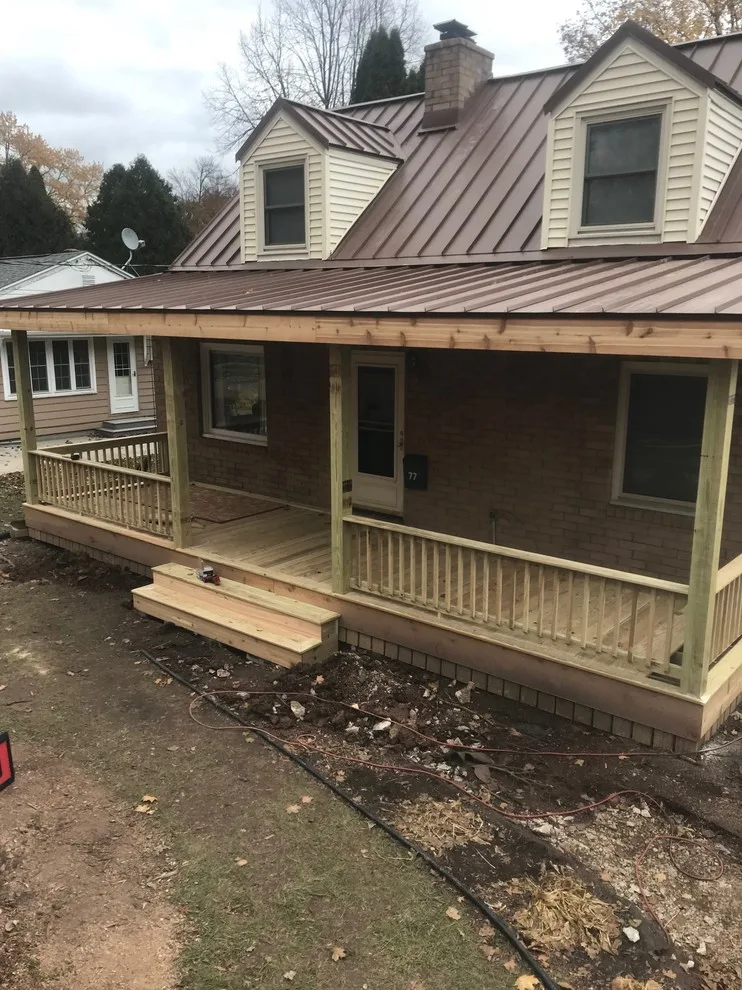 Cedar Trim Font Porch Extension by TECH FIVE Design & Build LLC - Photo 3