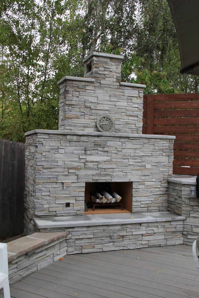 Contemporary Two-Tier Deck Featuring Custom Fireplace and Grill Area by Arroyo Grande Deck And Fence - Photo 3