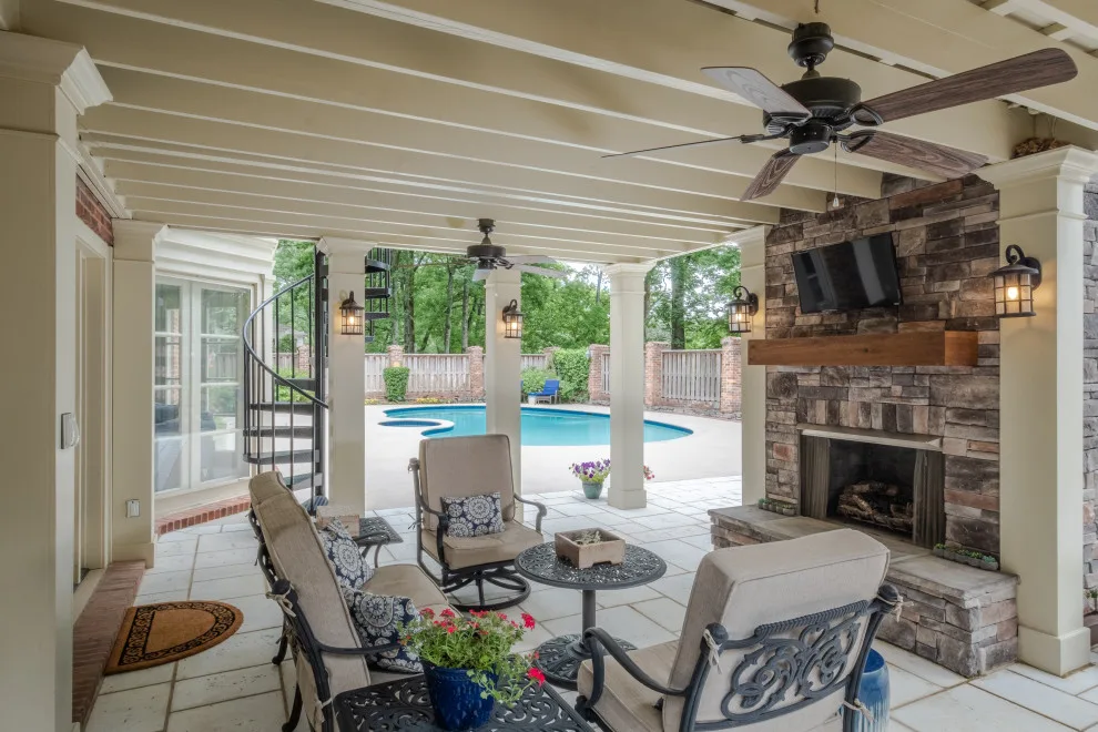 A Two-Level Patio by the Swimming Pool by The Porch Company - Photo 4
