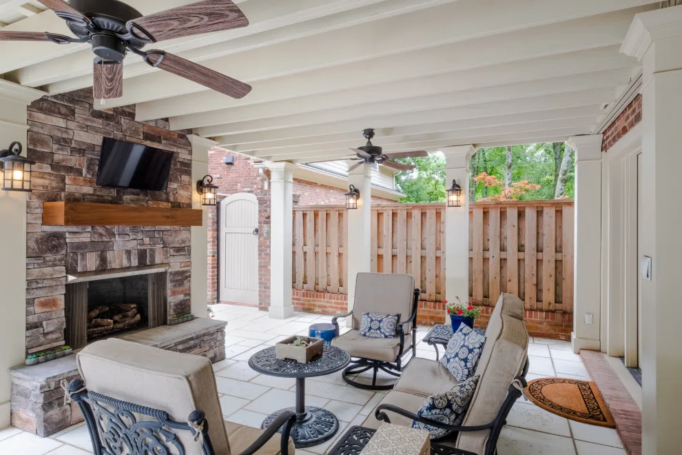 A Two-Level Patio by the Swimming Pool by The Porch Company - Photo 2