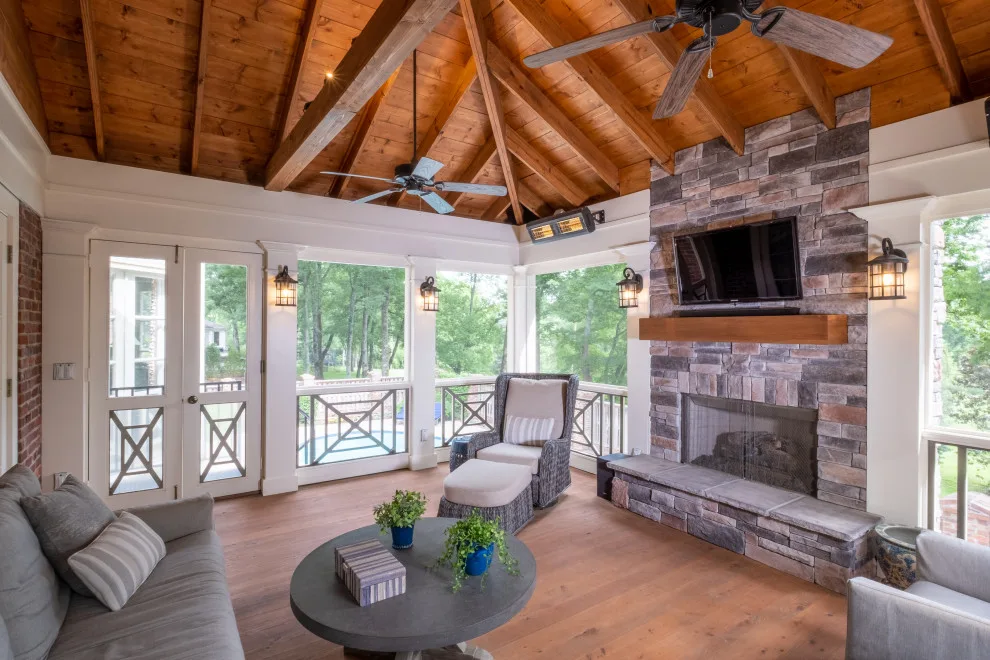 A Two-Level Patio by the Swimming Pool by The Porch Company - Photo 7