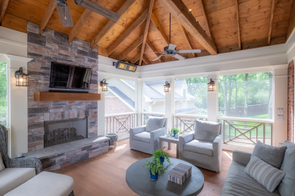 A Two-Level Patio by the Swimming Pool by The Porch Company - Photo 10