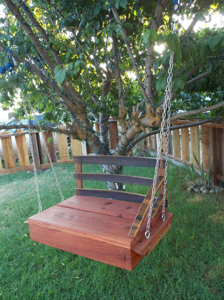 Redwood and Oak Swing for the Backyard in Modesto, CA by Diamond K Woodworks LLC - Photo 2