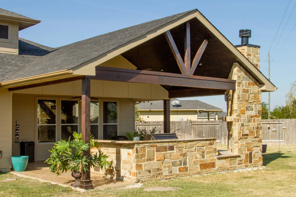 Enclosed Outdoor Cooking Area and Fire Pit by HomeScapes - Photo 4